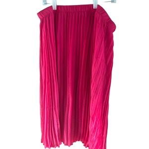 Hot Pink Pleated Midi Skirt Size 2X (18W - 20W )